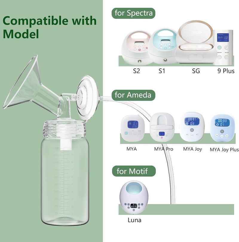 BDICOVE Breastmilk Storage Bottles Collection Bottles, 10oz Wide-Neck Breast Milk Container Compatible for Spectra S1 S2 SG Motif Luna Breast Pumps, Fit for 22oz Breast Milk Cooler & Fridge, 2 Packs - Image 2